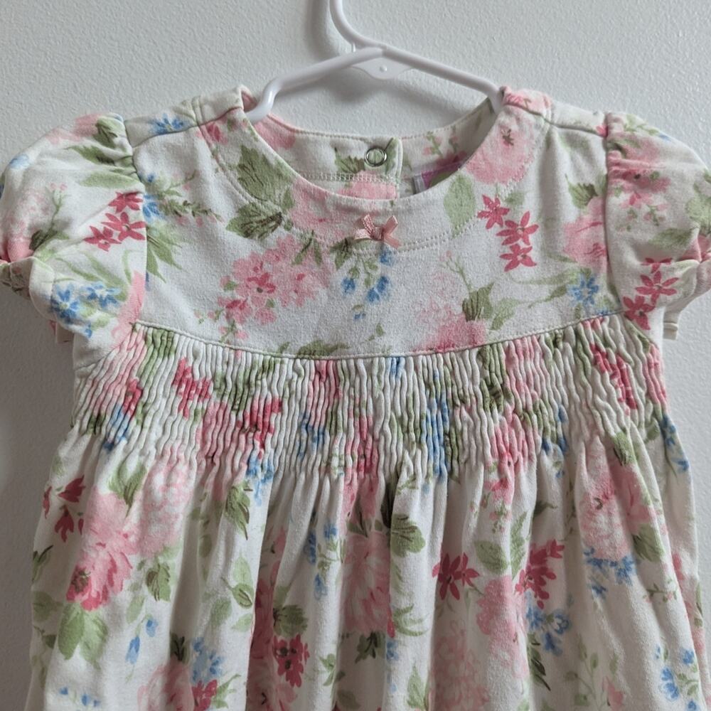 Vtg Y2K Gymboree Floral Smocked Romper Girly 2001 - Picture 2 of 5